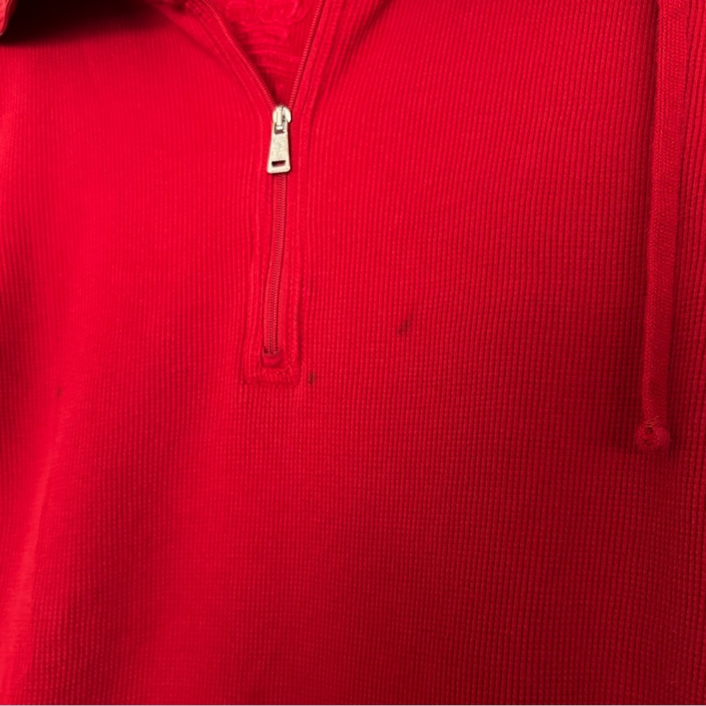 Ralph Lauren Logo Active Red Quarter Zip Pullover Jacket Drawstring Sweatshirt - Picture 7 of 8